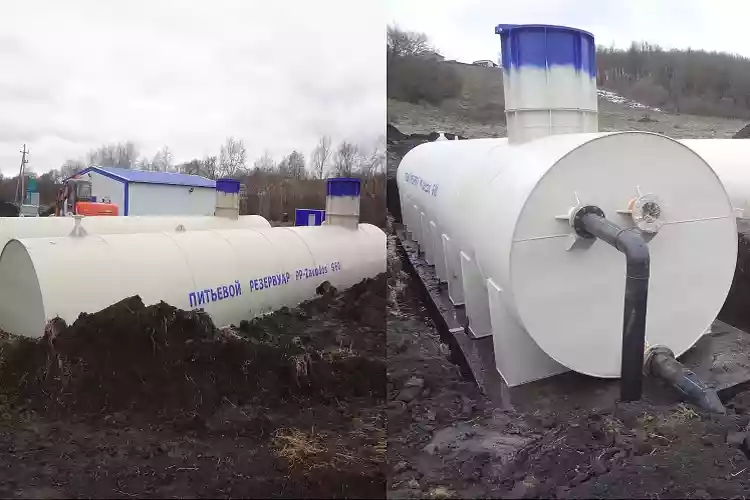 Установка подземного резервуара для воды из полипропилена